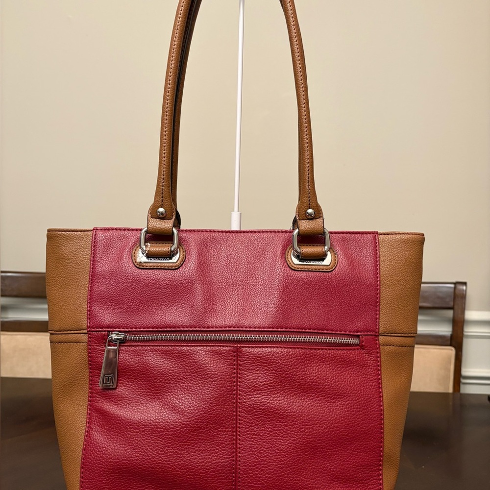 Tignanello Leather Two-Tone Color Block Tote